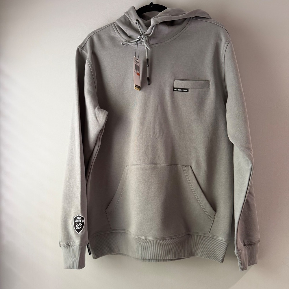 Members Only Hoodie Mens‎ Small Grey NEW Cavs United Patch Fleece Pullover